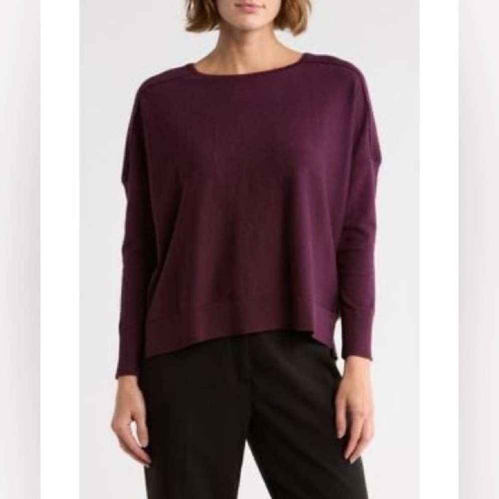 Adrianna Papell Rich Plum Crew Neck Sweater